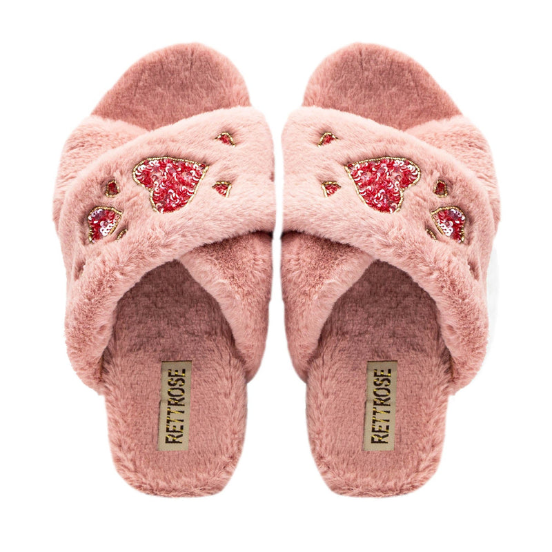 The Kaylee Nude Luxury Plush Diamanté Embellished Handmade Slipper |
