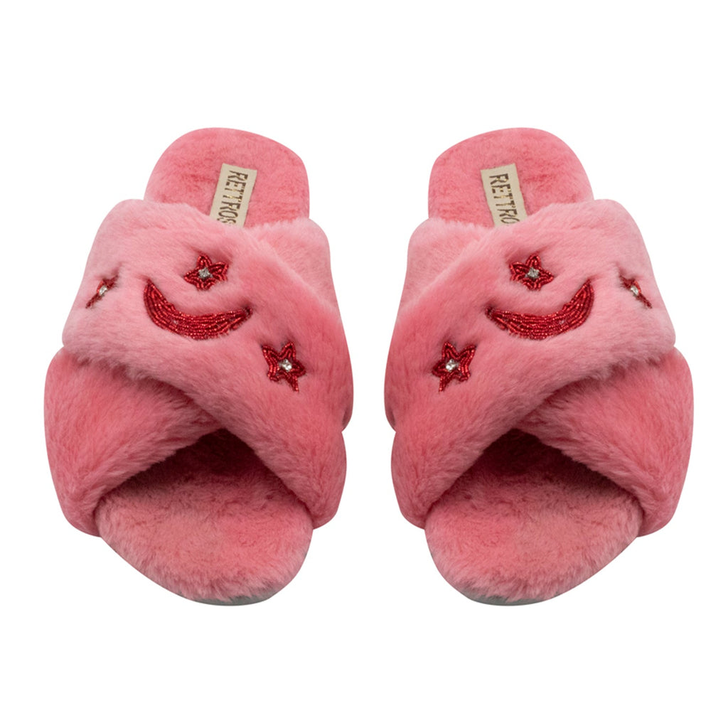 Isabel Pink Luxury Plush Diamanté Embellished Handmade Slipper