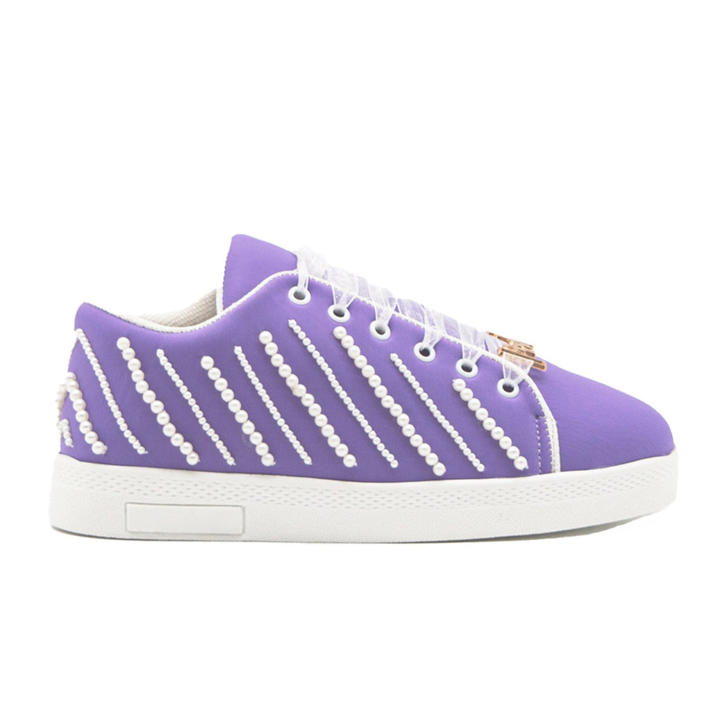 Emily Luxury Purple Lycra Handmade Embellished Trainers