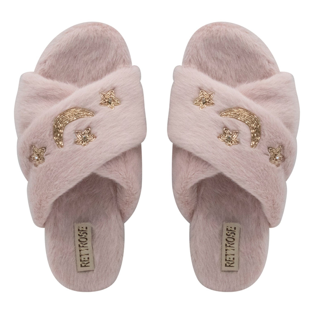 Isabel Dusky Pink Luxury Plush Diamanté Embellished Handmade Slipper