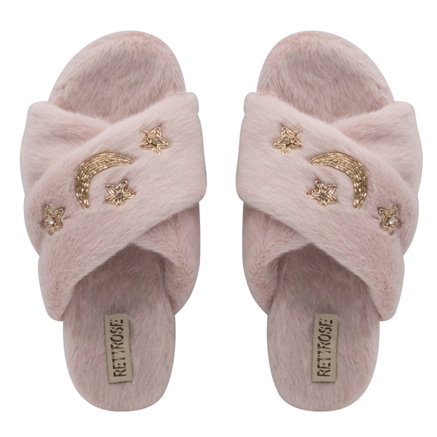 Isabel Dusky Pink Luxury Plush Diamanté Embellished Handmade Slipper