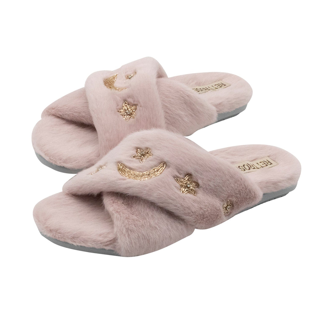 Isabel Dusky Pink Luxury Plush Diamanté Embellished Handmade Slipper