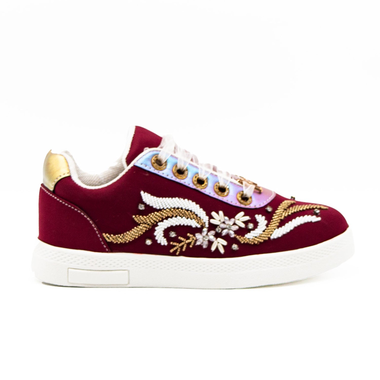 Catalina Luxury Ruby Lycra Handmade Embellished Tennis Shoe