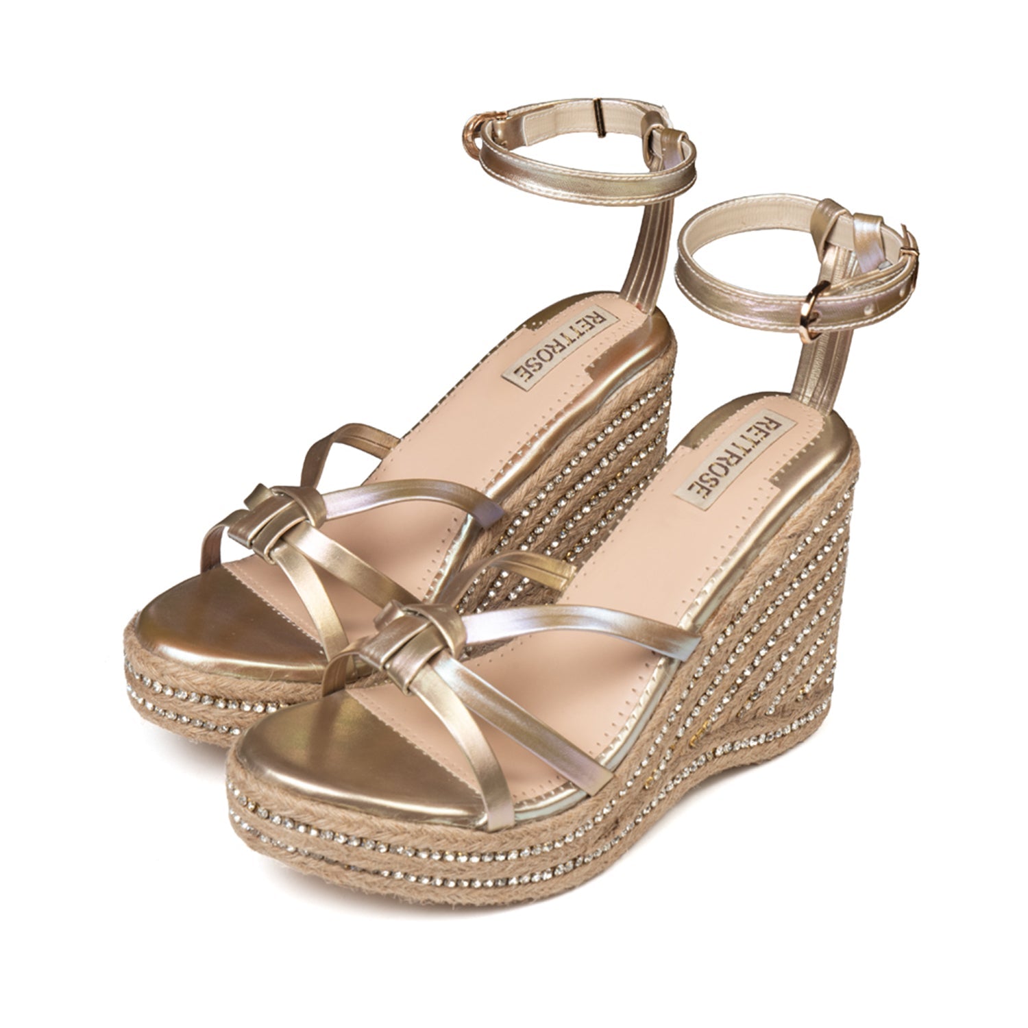 Alani Nude Hand Embellished Luxury Wedge Shoe