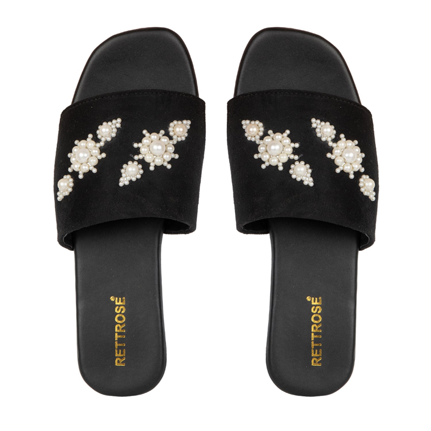 Annie Black Luxury Plush Diamanté Embellished Handmade Sliders