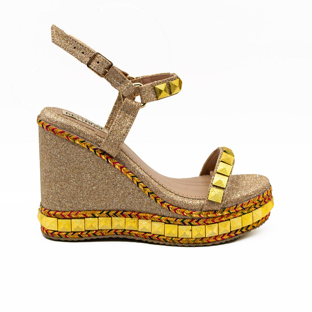 Rosalie Nude Hand Embellished Luxury Wedge Shoe