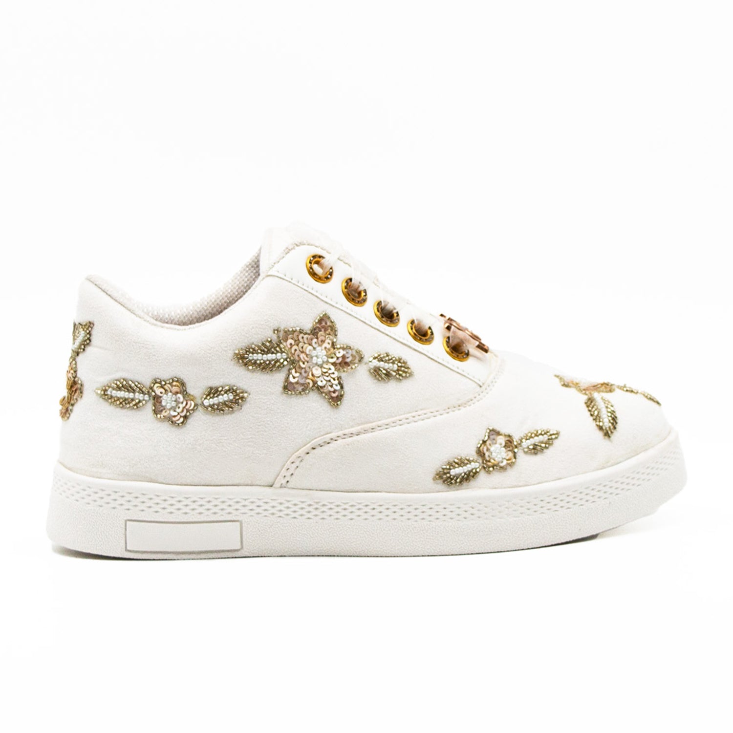 Quinn Luxury White Suede Handmade Embellished Tennis Shoe