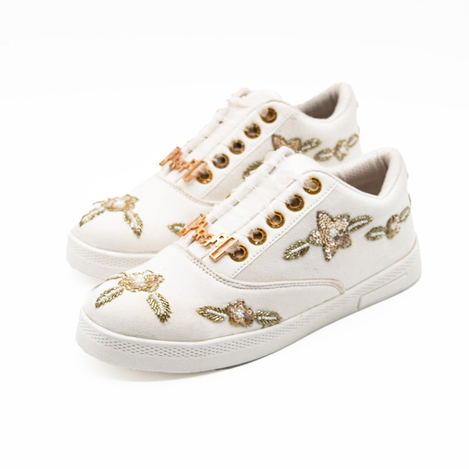 Quinn Luxury White Suede Handmade Embellished Tennis Shoe