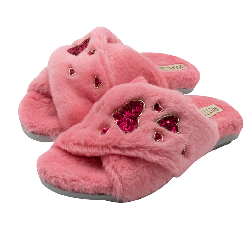 Kaylee Pink Luxury Plush Diamanté Embellished Handmade Slipper