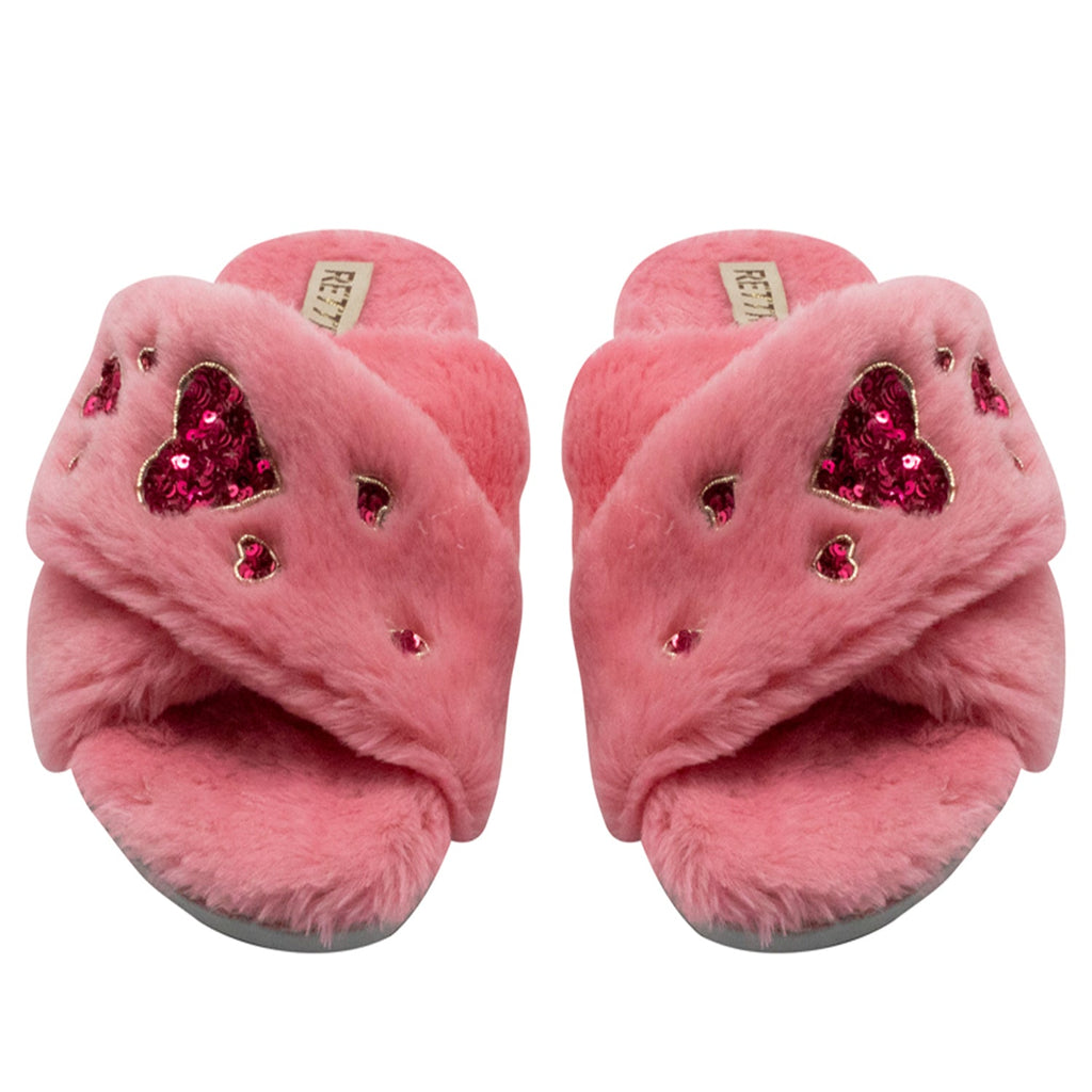 Kaylee Pink Luxury Plush Diamanté Embellished Handmade Slipper