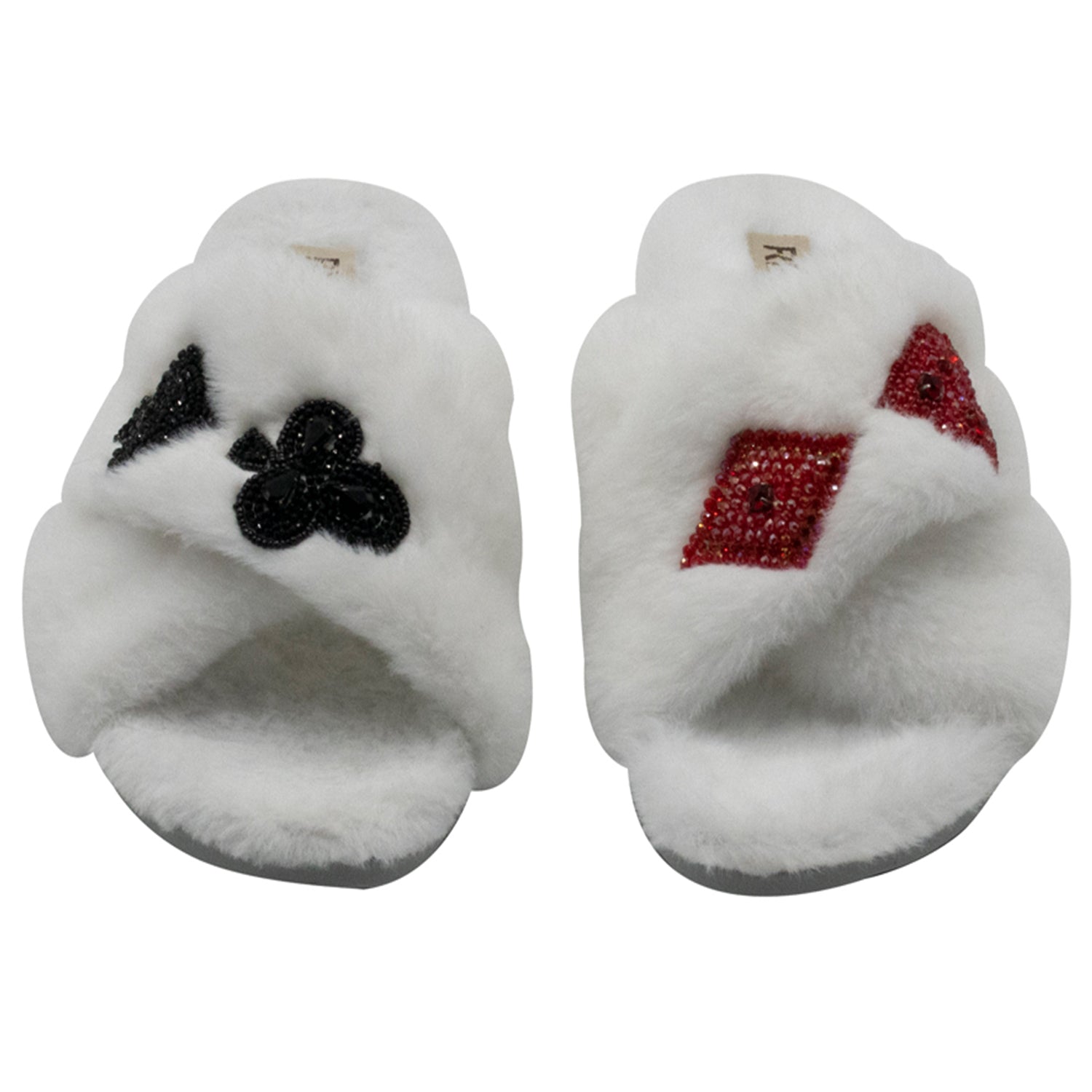 Olivia Cream Luxury Plush Diamanté Embellished Handmade Slipper