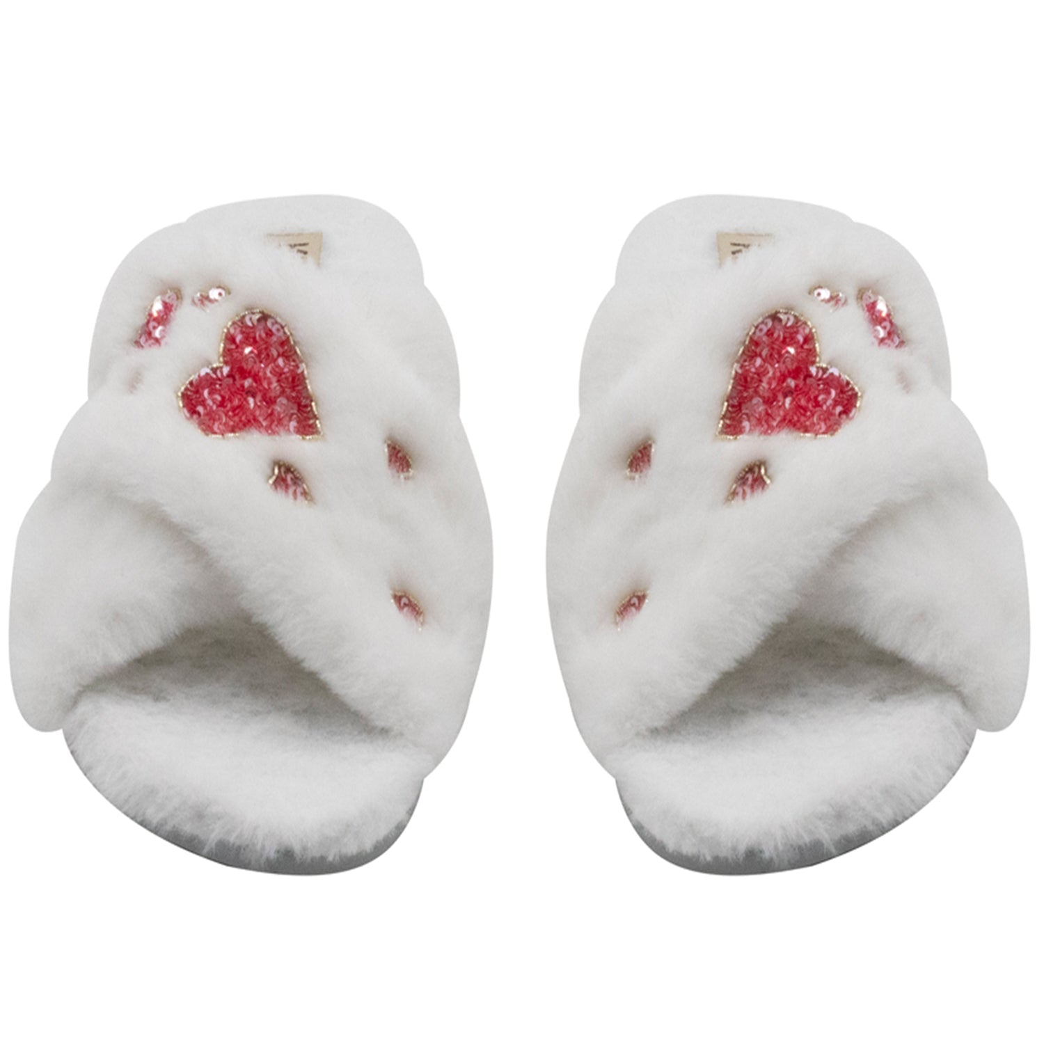 Kaylee Cream Luxury Plush Diamanté Embellished Handmade Slipper