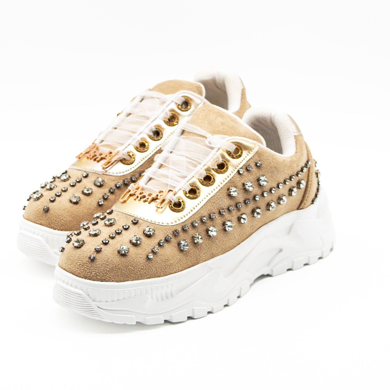 Eden Luxury Desert Storm Suede Handmade Embellished Trainers