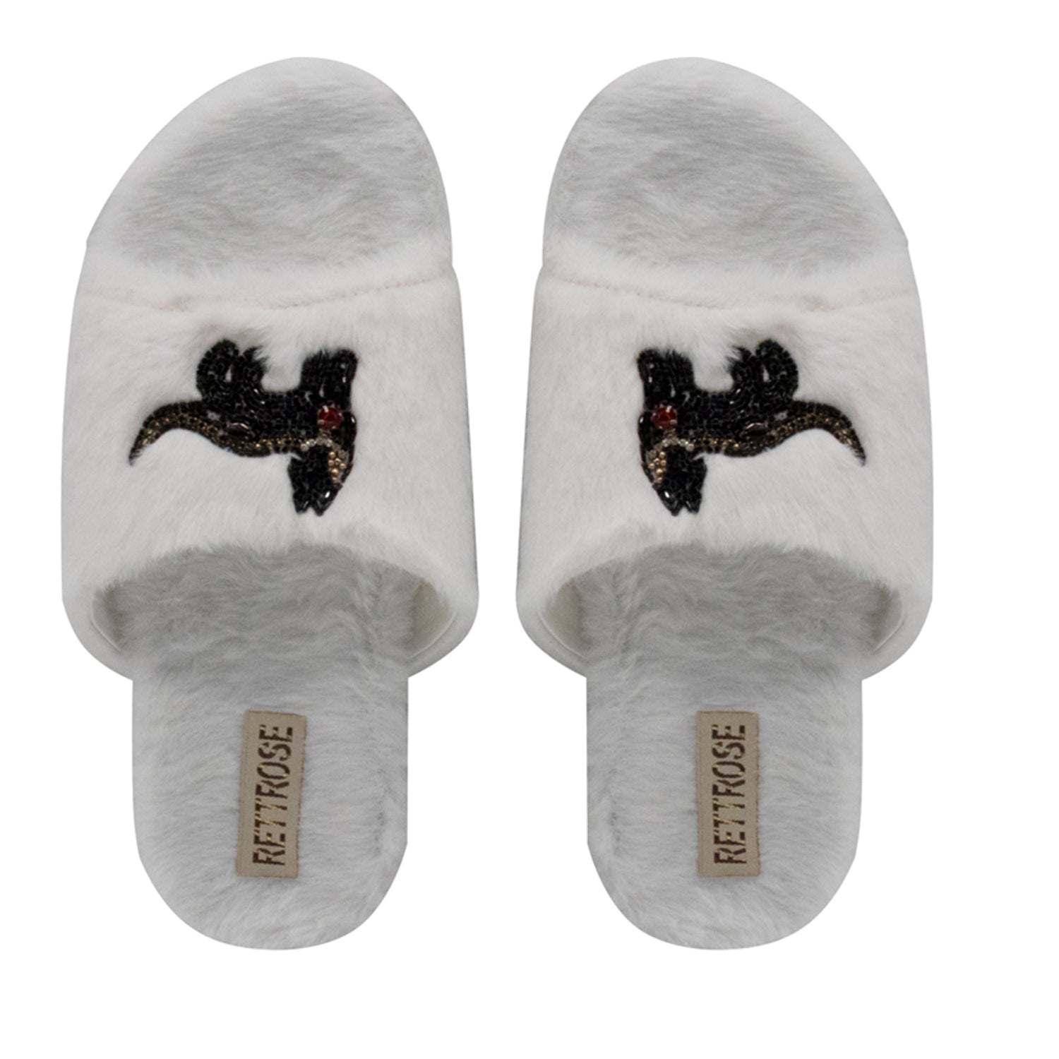 Callie Cream Luxury Plush Diamanté Embellished Handmade Slipper