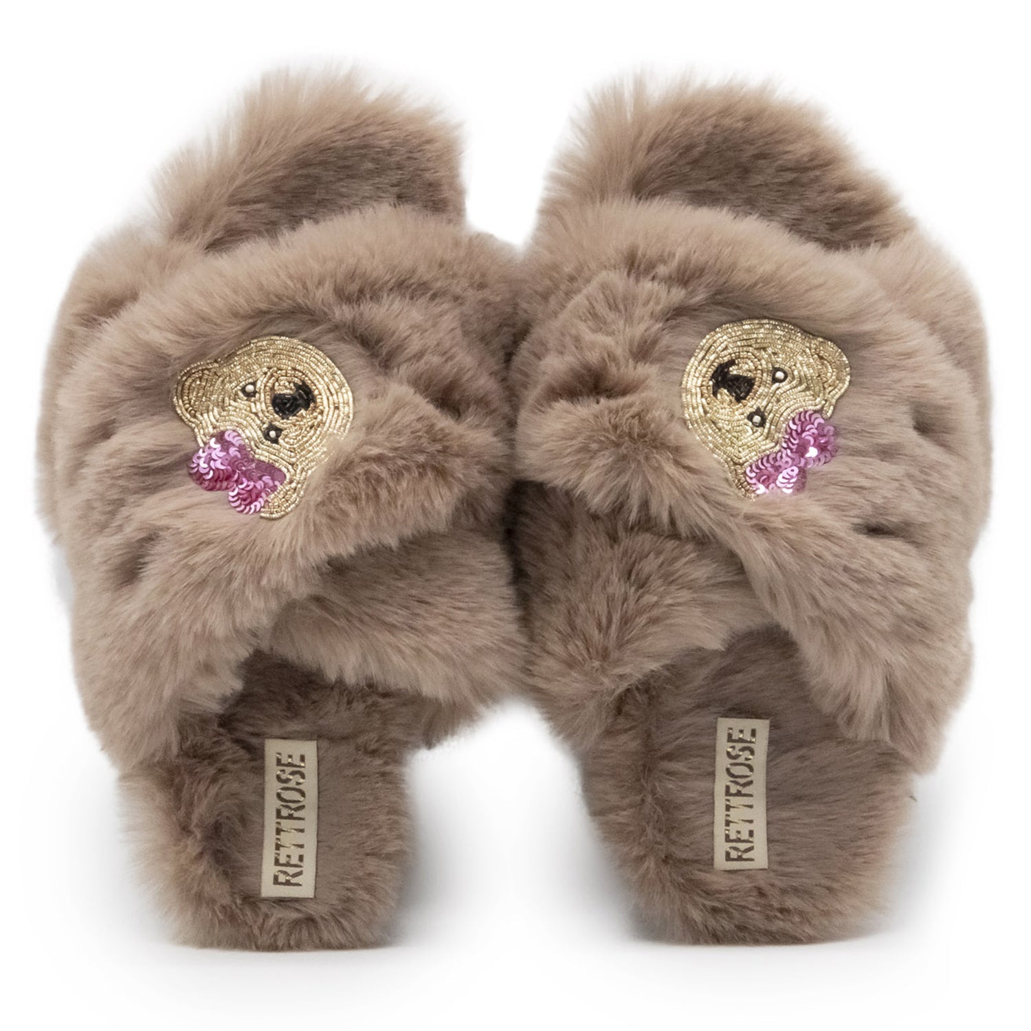 Roxy Mink Luxury Plush Diamanté Embellished Handmade Slipper