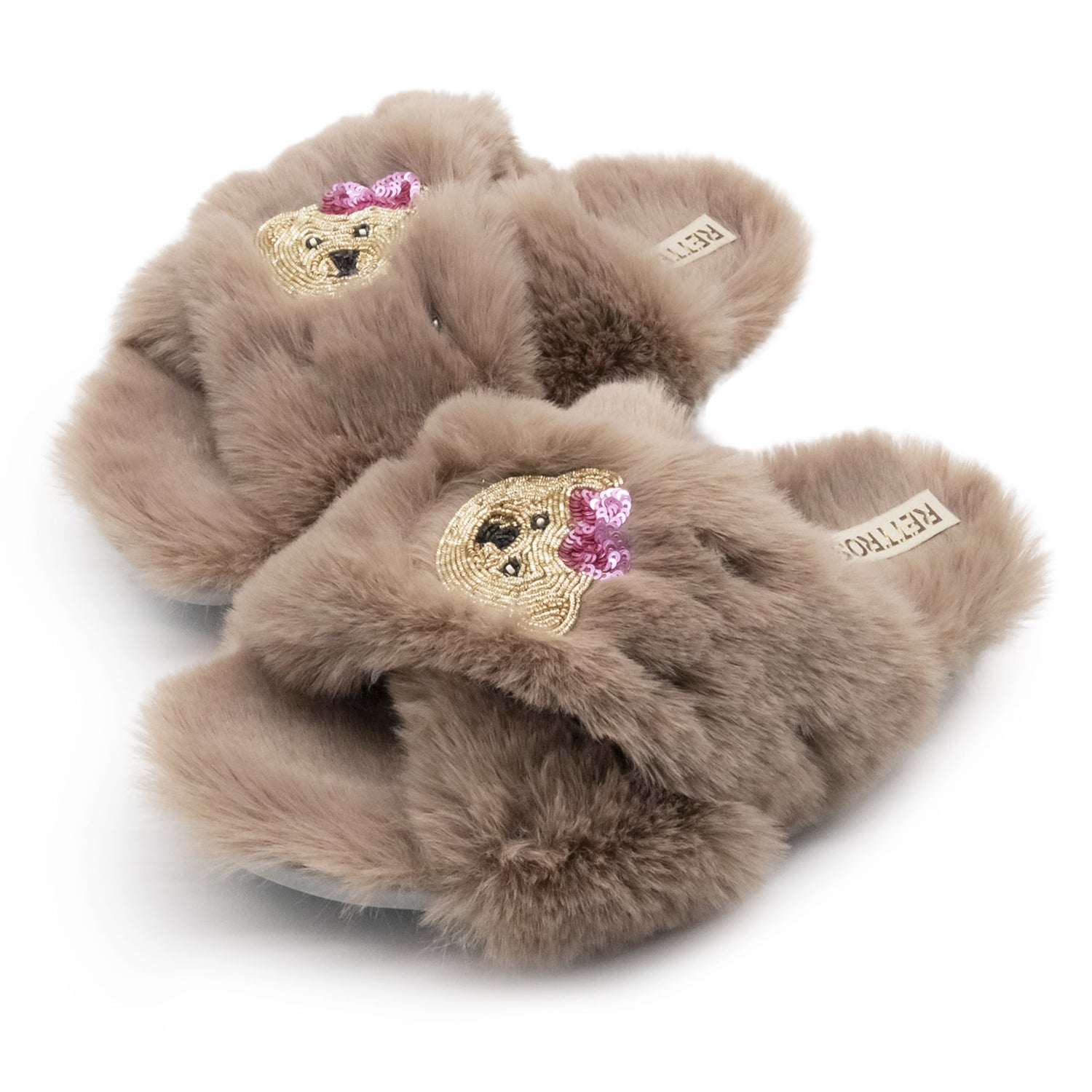 Roxy Mink Luxury Plush Diamanté Embellished Handmade Slipper