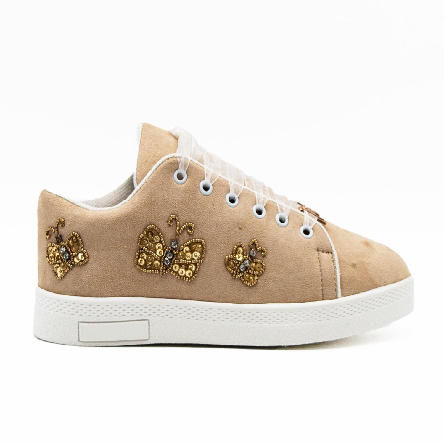 Eva Luxury Desert Storm Suede Handmade Embellished Tennis Shoe