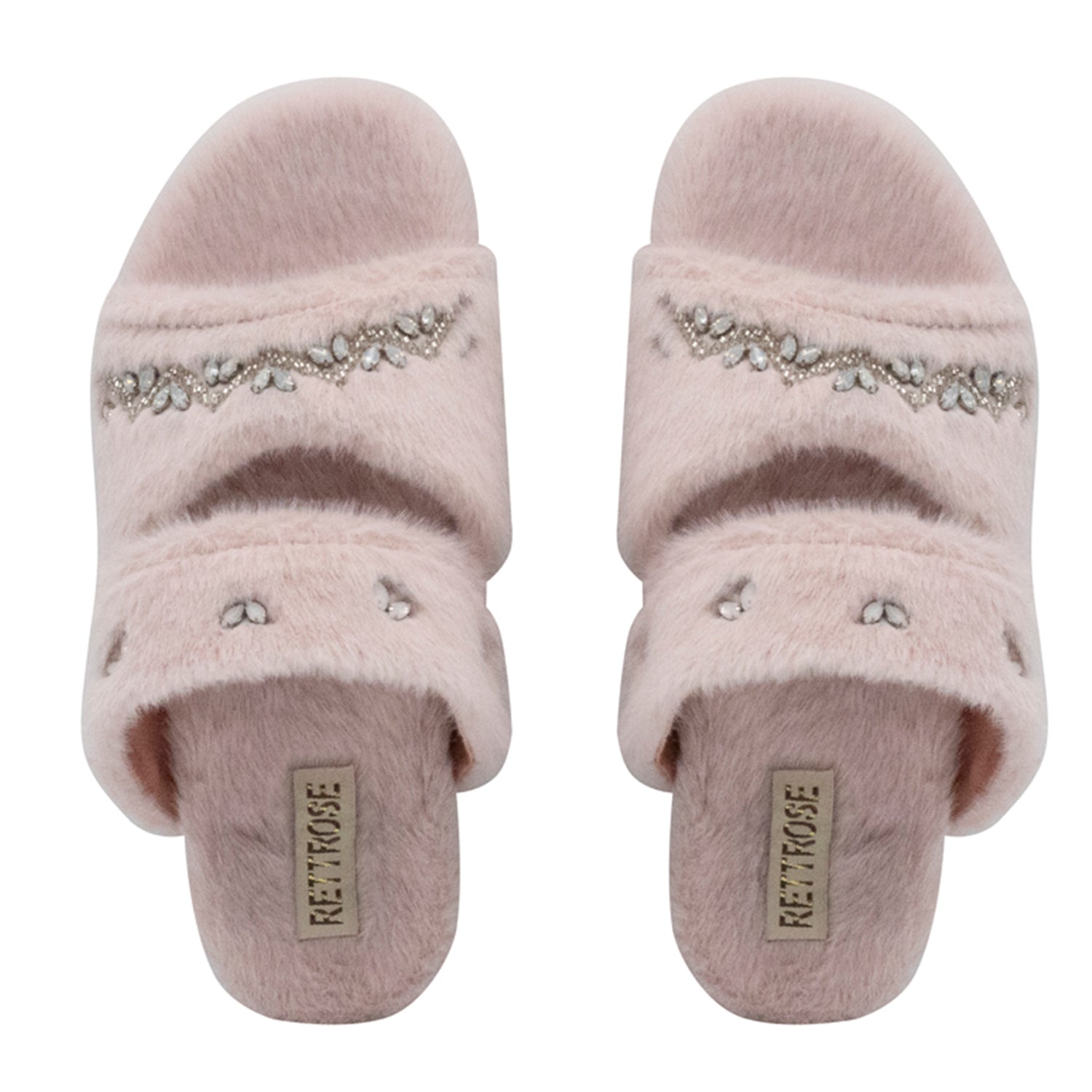 Abbie Dusky Pink Luxury Plush Diamanté Embellished Handmade Slipper