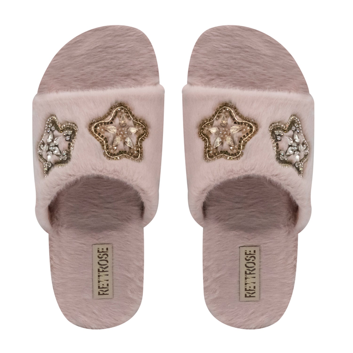 Bailey Pink Luxury Plush Diamanté Embellished Handmade Slipper