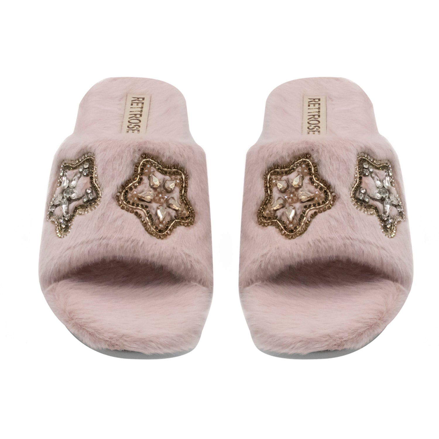 Bailey Pink Luxury Plush Diamanté Embellished Handmade Slipper
