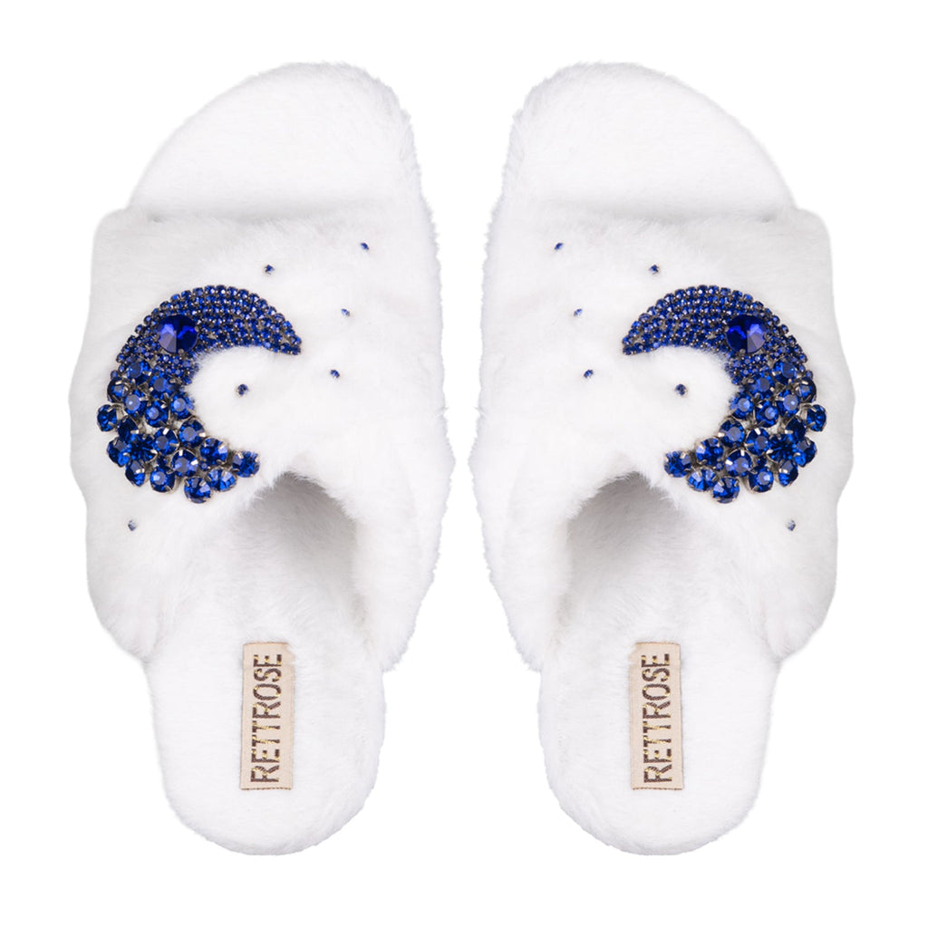 Alma White Luxury Faux Fur Comfortable Diamanté Embellished Women’s Handmade Slippers