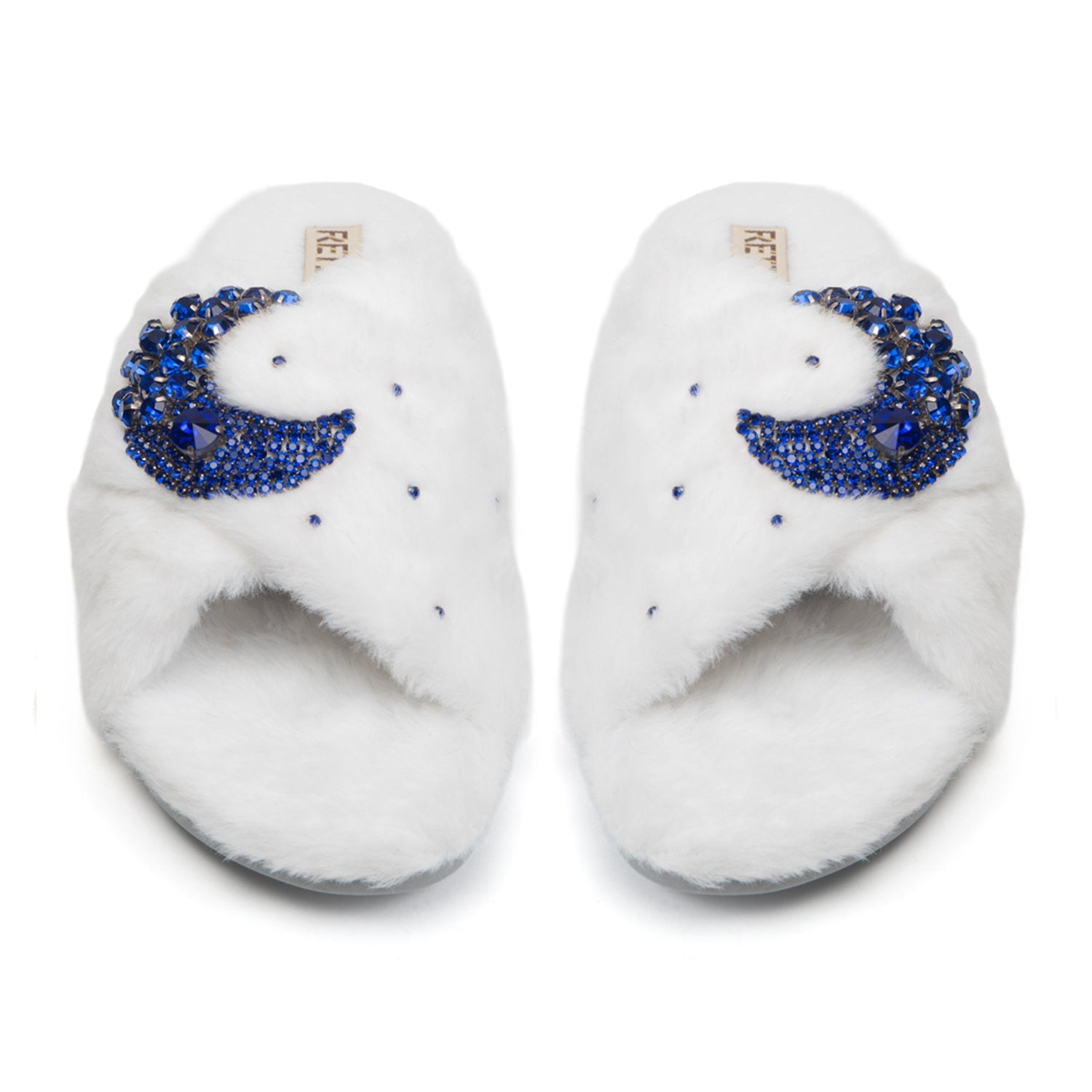 Alma White Luxury Faux Fur Comfortable Diamanté Embellished Women’s Handmade Slippers