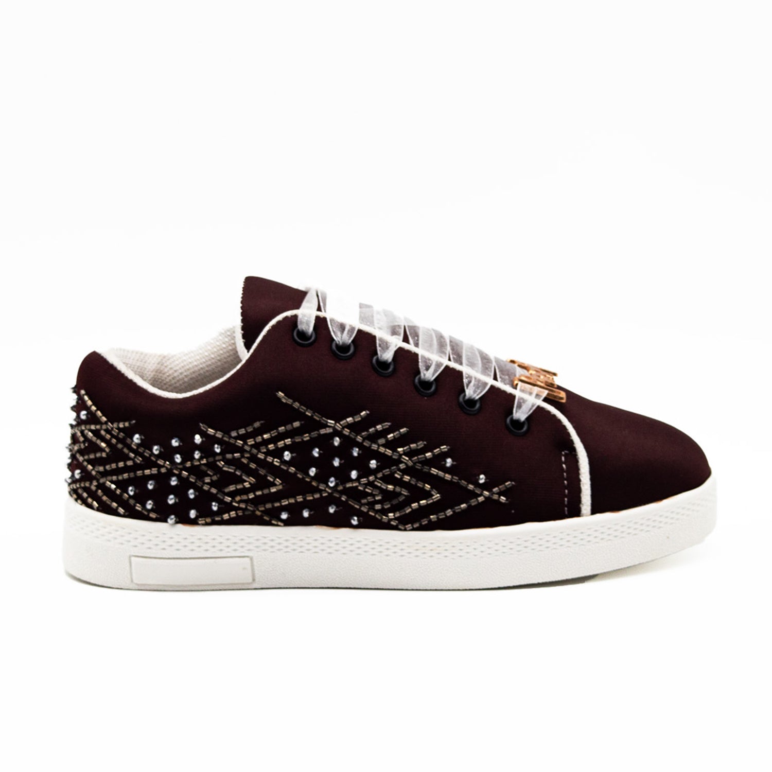 Amaya Luxury Chocolate  Lycra Handmade Embellished Tennis Shoe
