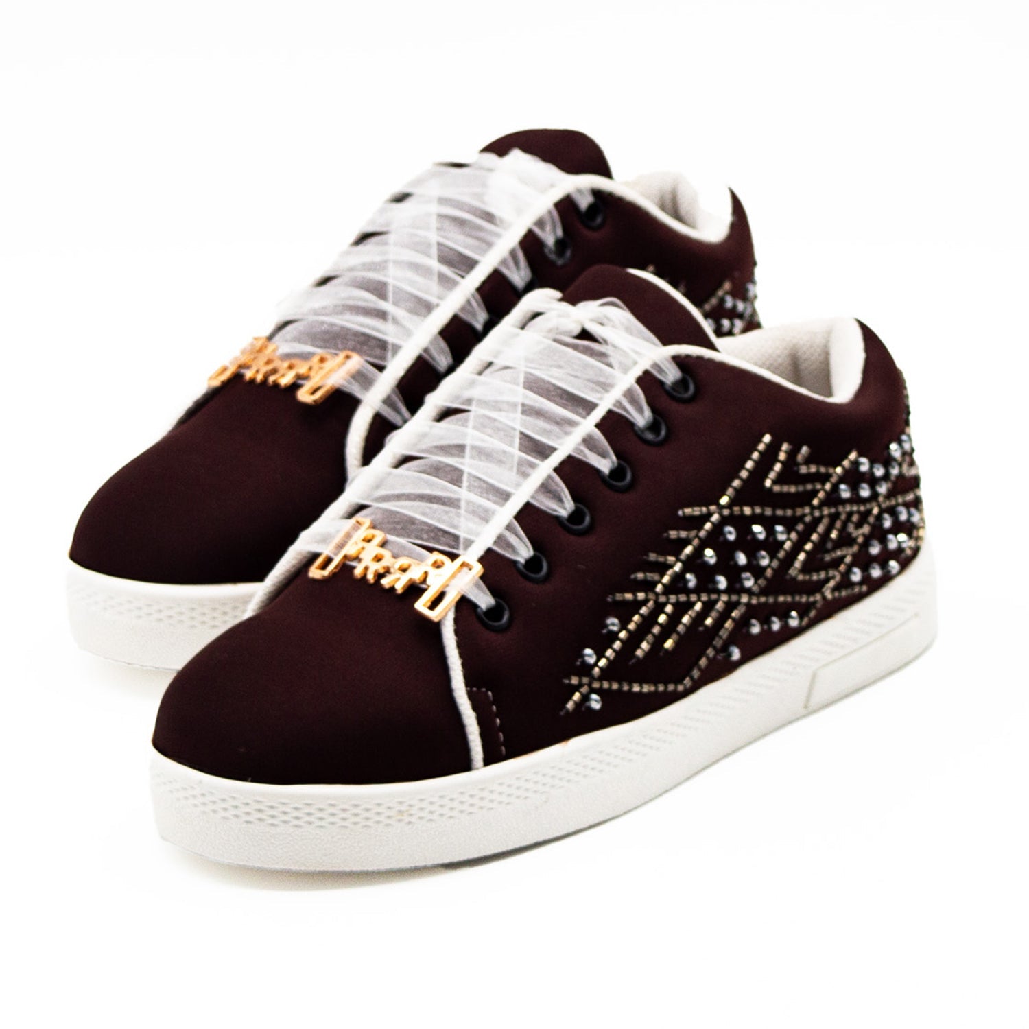 Amaya Luxury Chocolate  Lycra Handmade Embellished Tennis Shoe