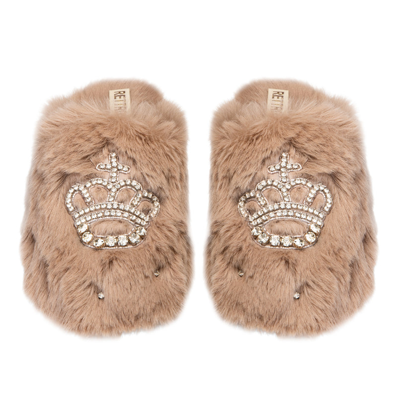 Finley Mink Luxury Plush Diamanté Embellished Handmade Slipper