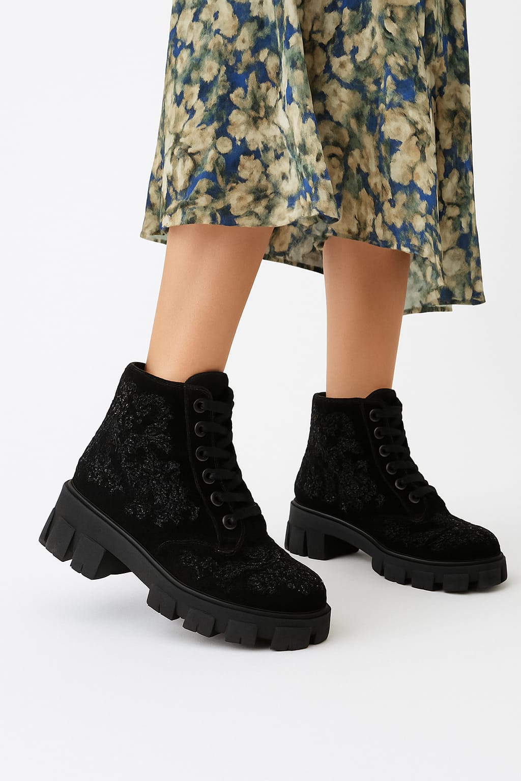 Brooklyn Luxury Noir Suede Handmade Embellished Boot