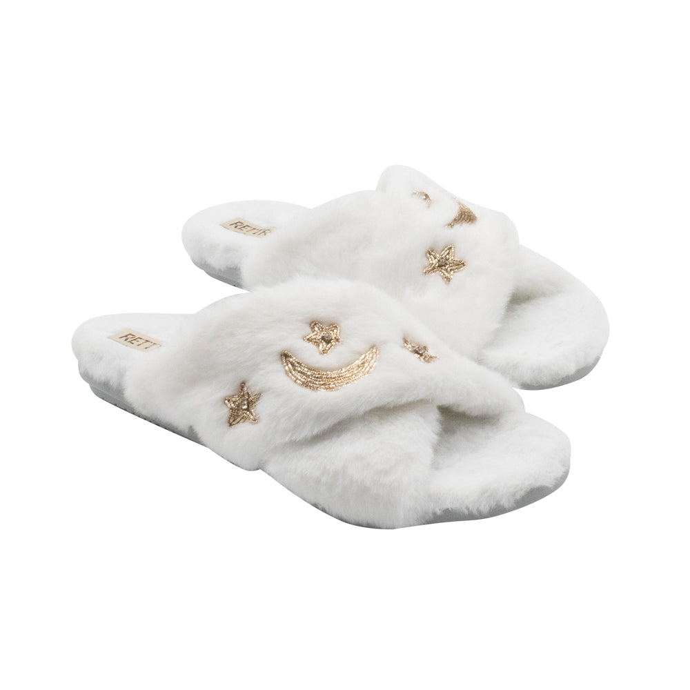 The Isabel Cream Luxury Plush Diamanté Embellished Handmade Slipper 