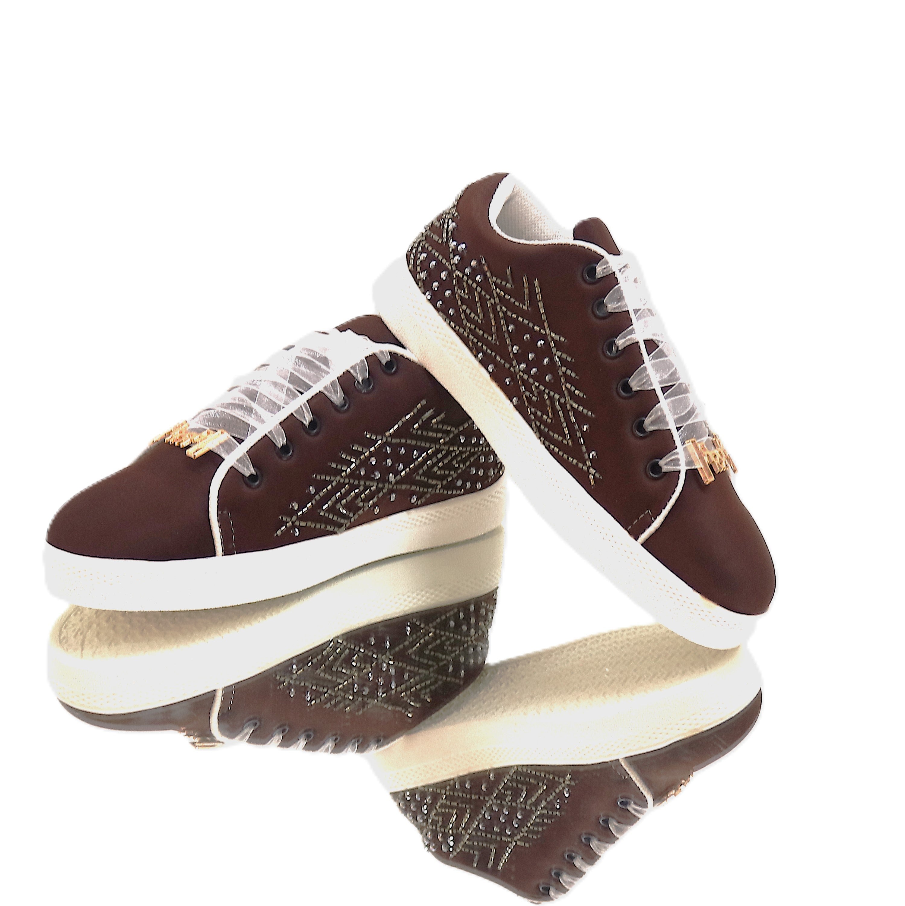 Amaya Luxury Chocolate  Lycra Handmade Embellished Tennis Shoe