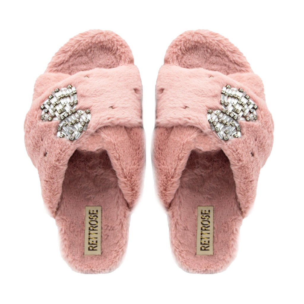 The Fefe Nude Luxury Plush Diamanté Embellished Handmade Slipper