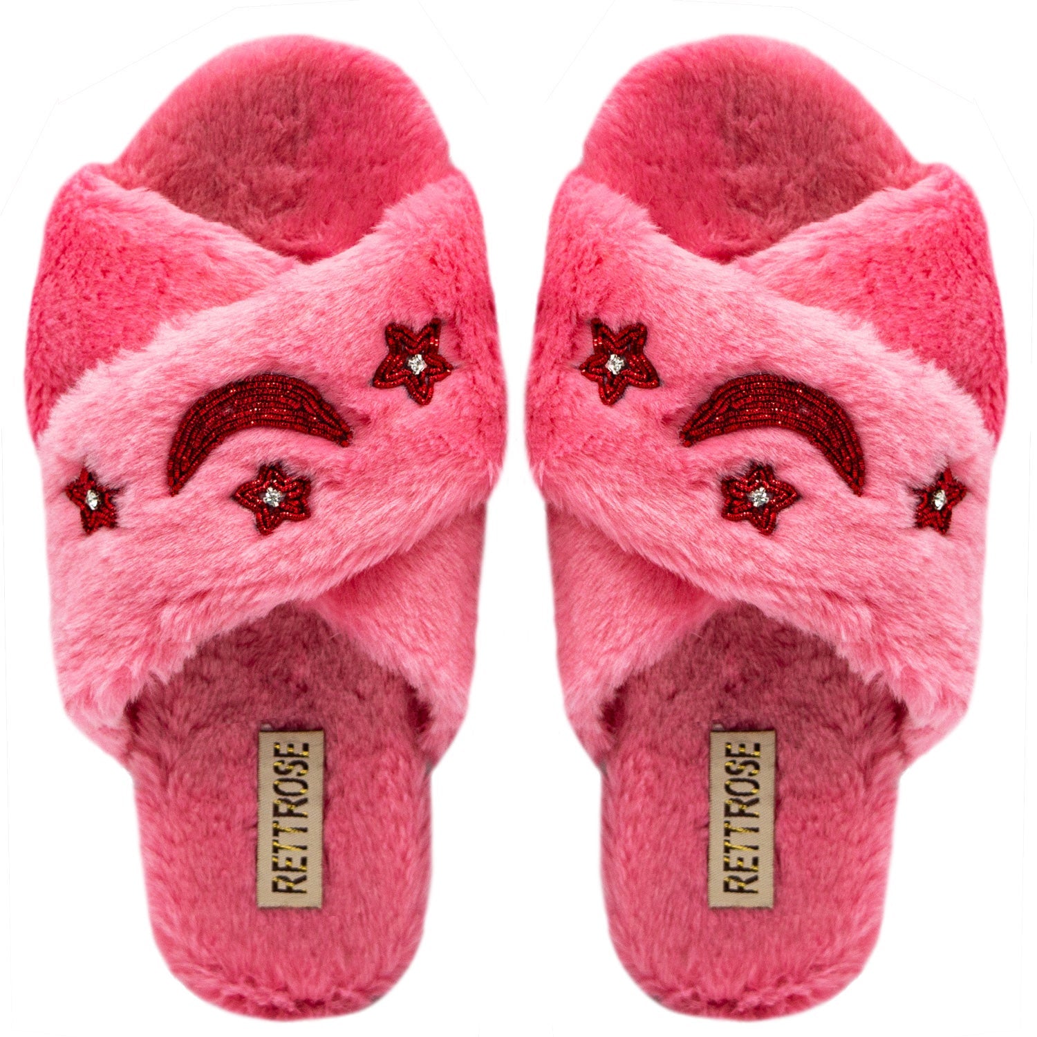 The Isabel Pink Luxury Plush Diamanté Embellished Handmade Slipper