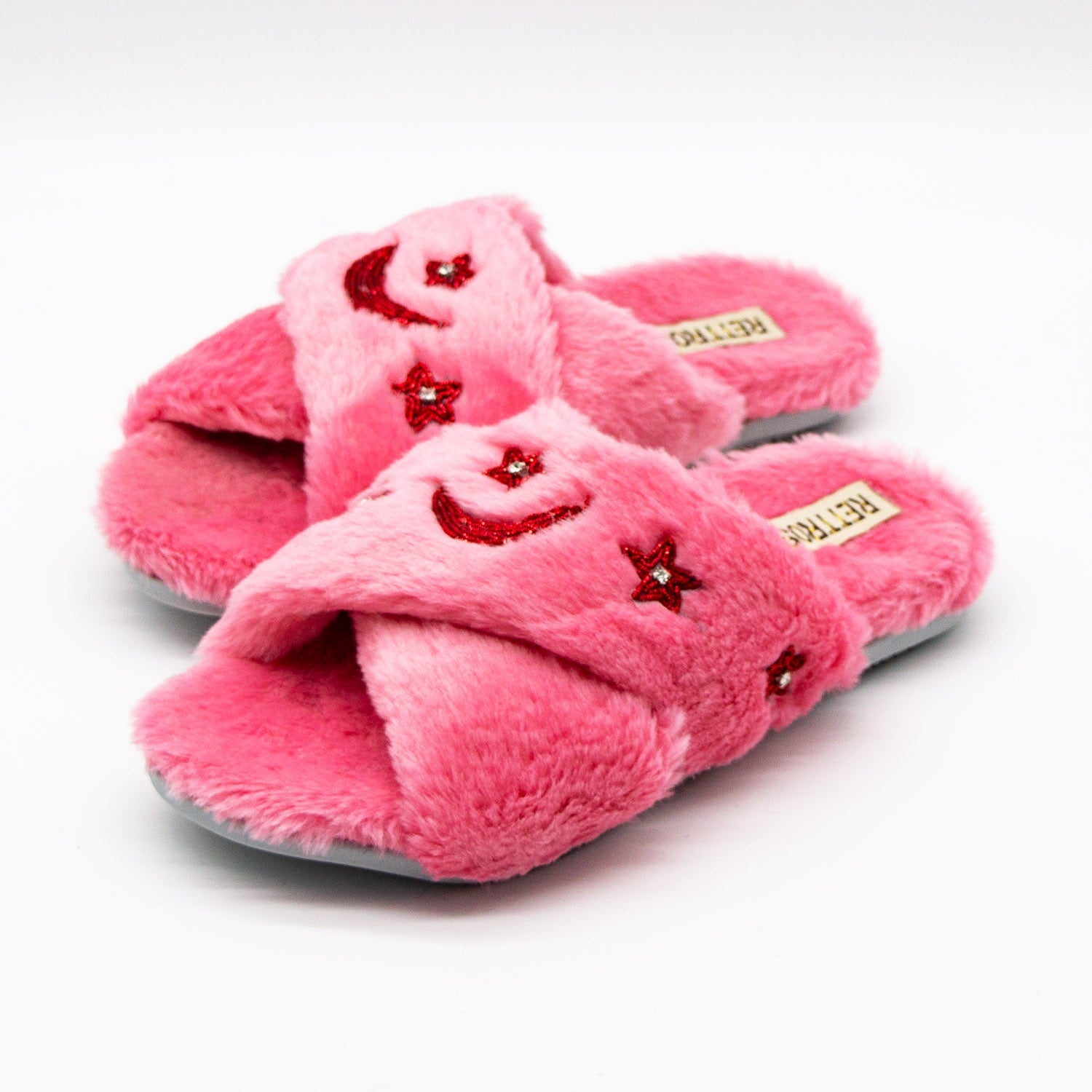 The Isabel Pink Luxury Plush Diamanté Embellished Handmade Slipper