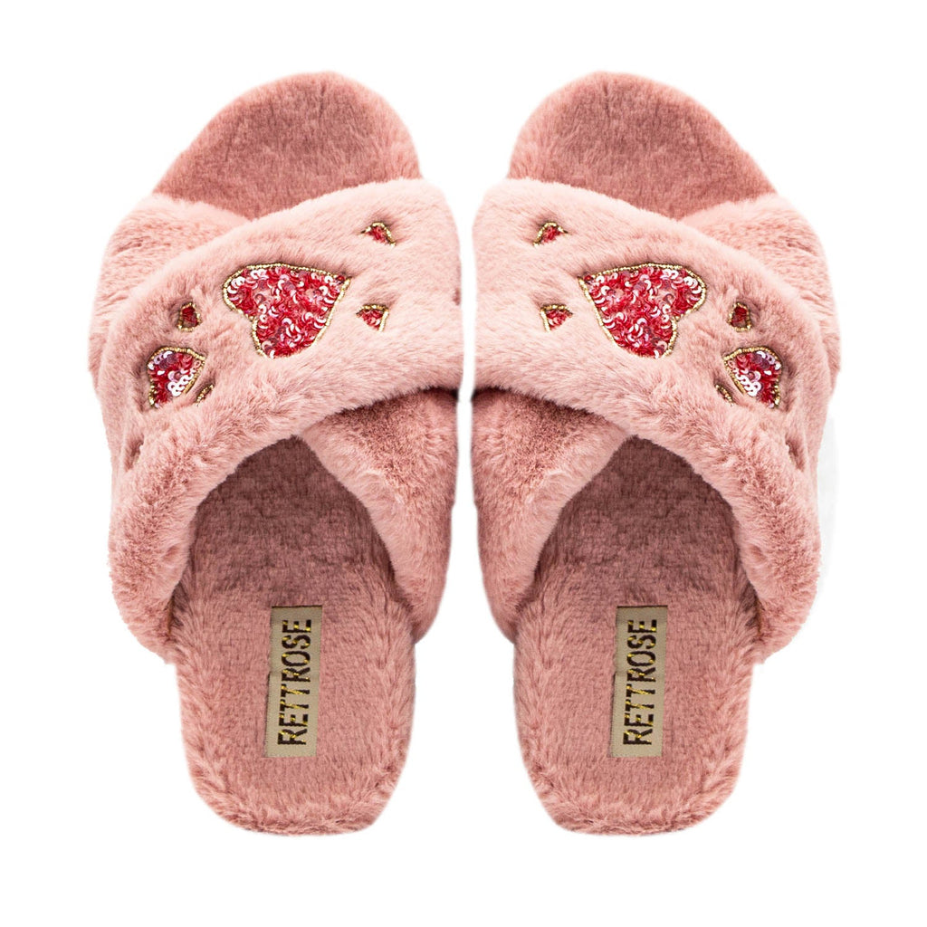 The Kaylee Nude Luxury Plush Diamanté Embellished Handmade Slipper | 