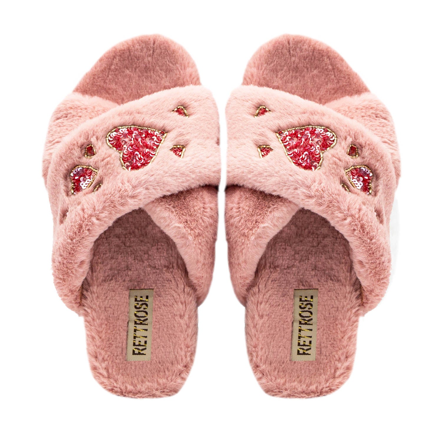 The Kaylee Nude Luxury Plush Diamanté Embellished Handmade Slipper | 