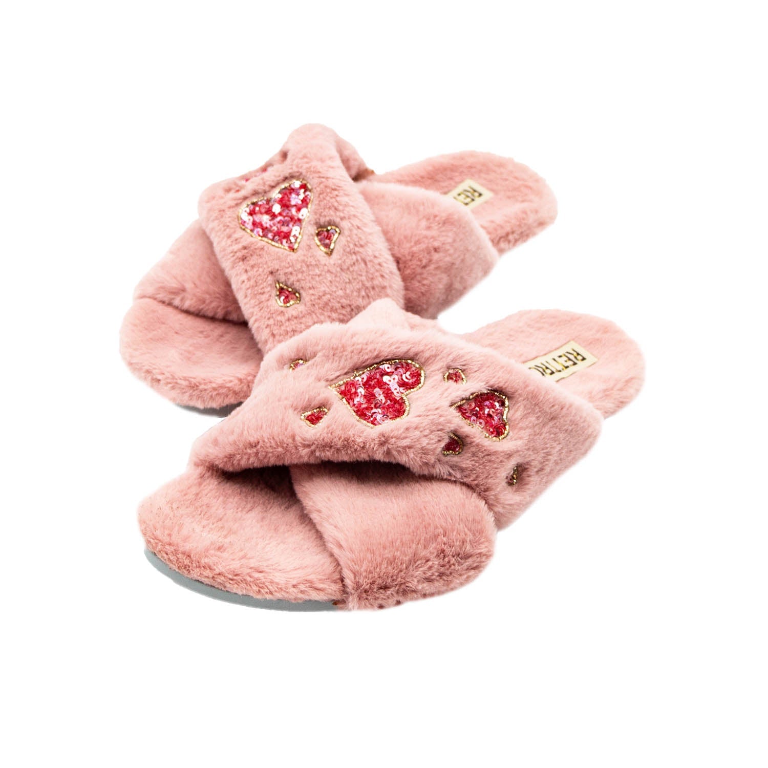 The Kaylee Nude Luxury Plush Diamanté Embellished Handmade Slipper | 