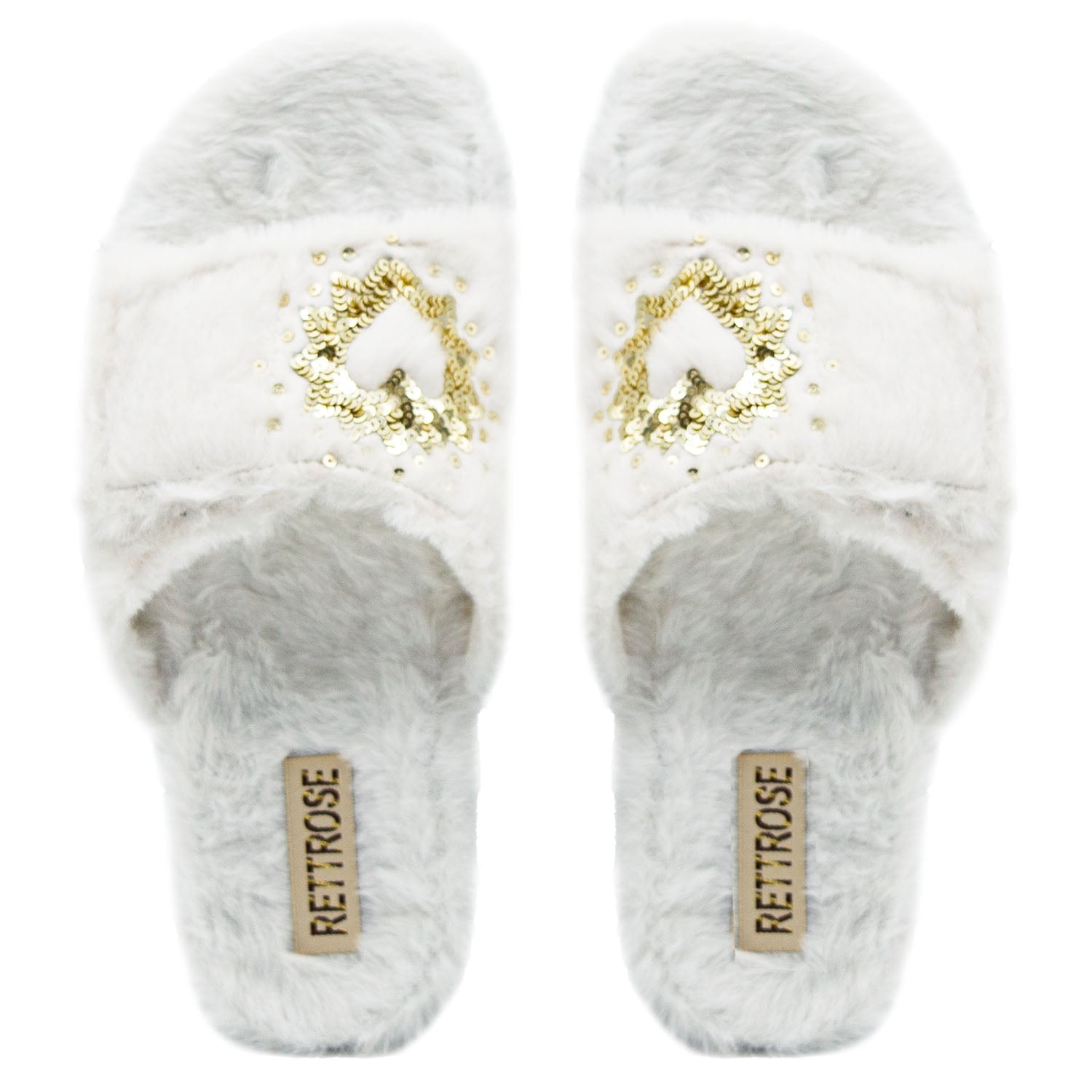 The Margot Cream Luxury Plush Diamanté Embellished Handmade Slipper | RETTROSE |