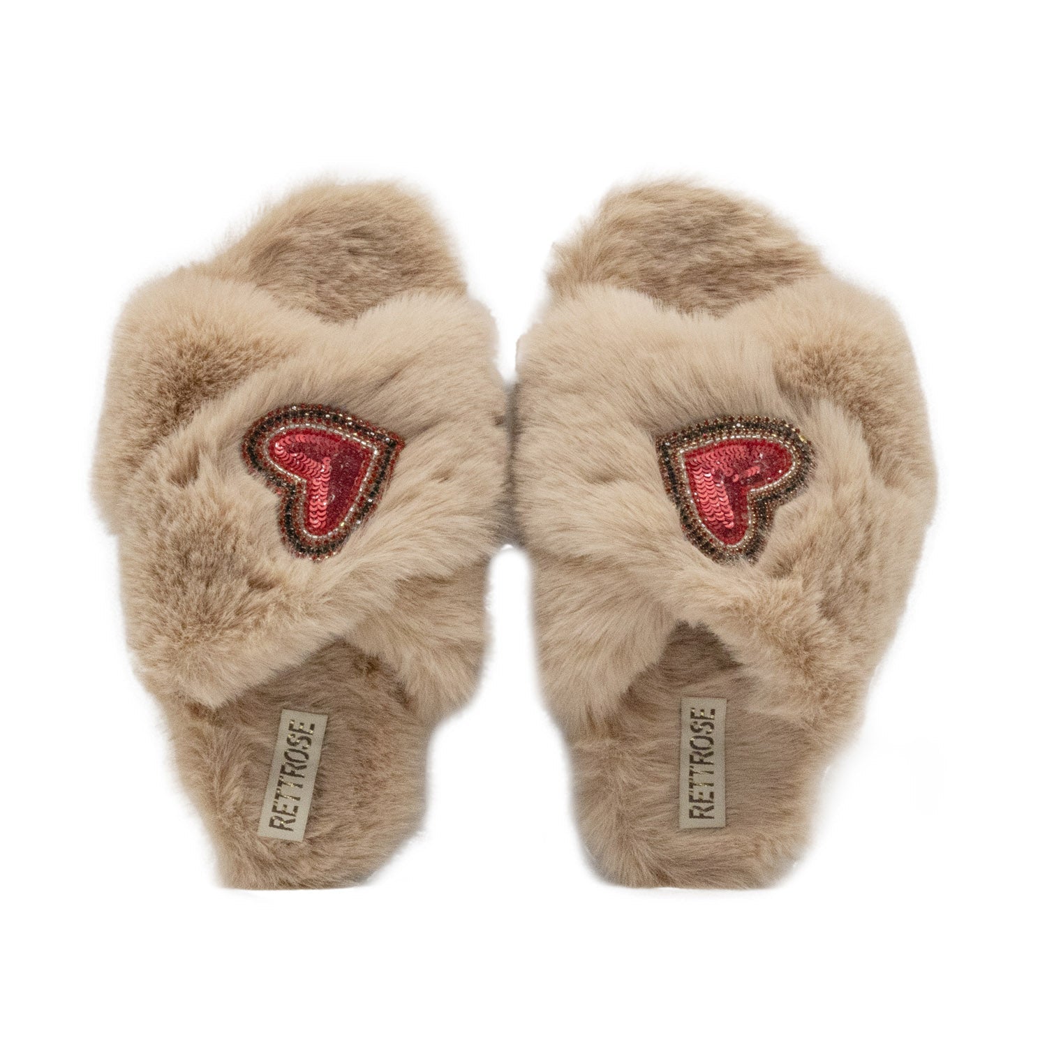 The Amour Mink Luxury Plush Diamanté Embellished Handmade Slipper | RETTROSE |