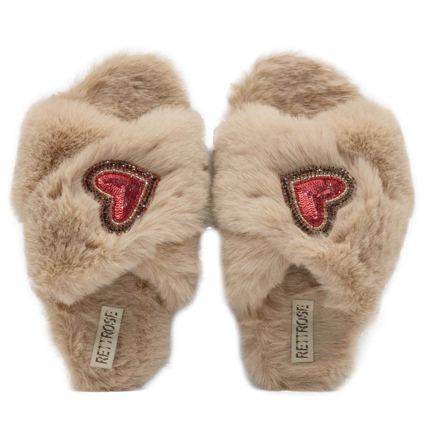 The Amour Mink Luxury Plush Diamanté Embellished Handmade Slipper | RETTROSE |