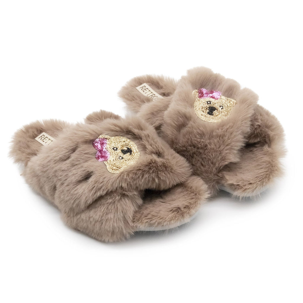 Roxy Mink Luxury Plush Diamanté Embellished Handmade Slipper