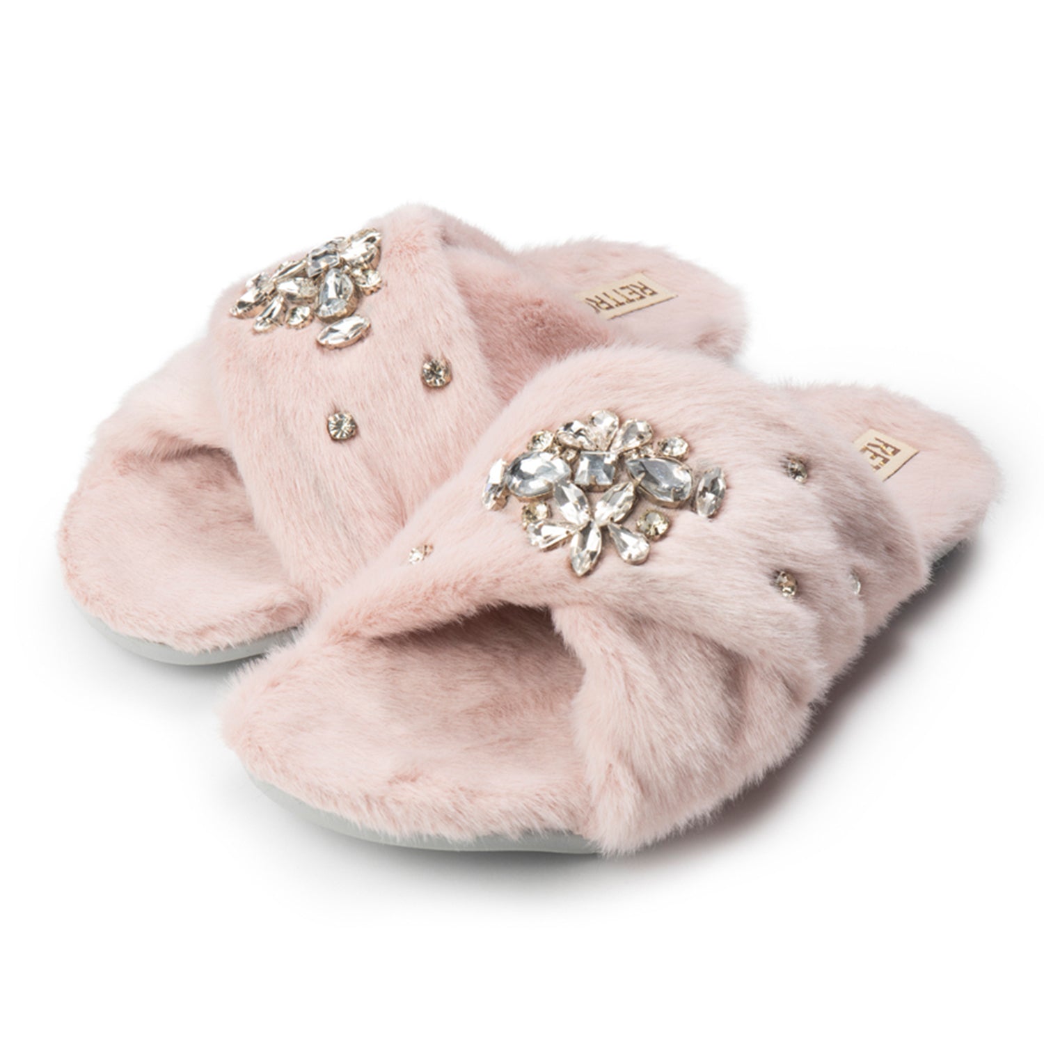 Audrey Dusky Pink Luxury Plush Diamanté Embellished Handmade Slipper