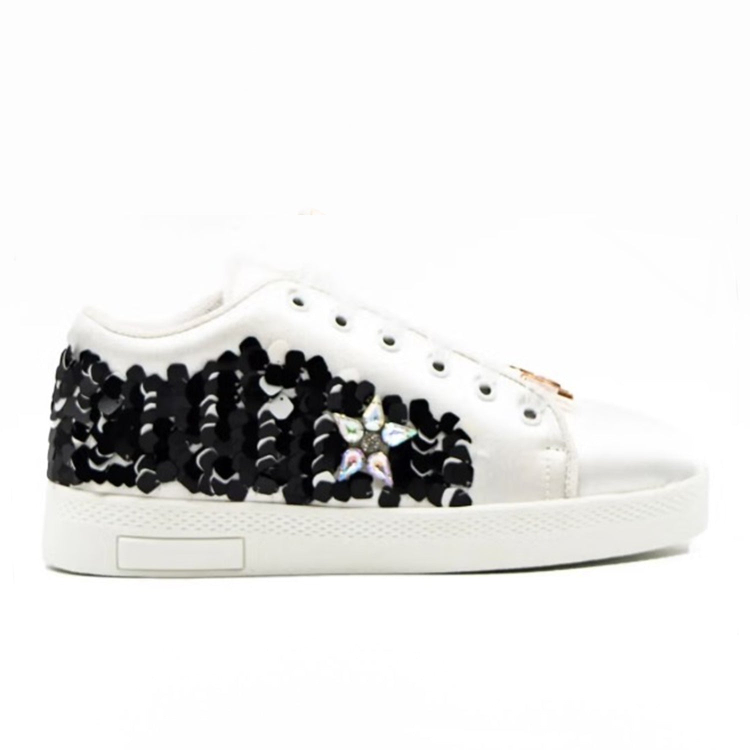 Ainhoa Luxury  White  Satin Handmade Embellished Tennis Shoe